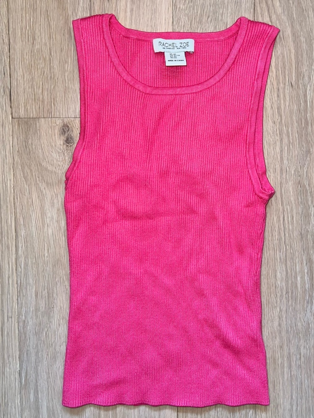 Rachel Zoe Fuschia Pink Ribbed Knit Tank Top Extra Small